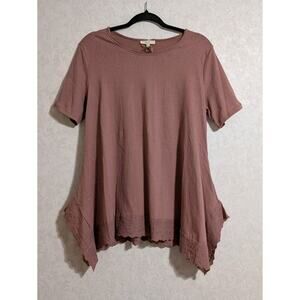 NWT Easel Women Sz S Pink Top Gauze Boho Flowy Eyelet Lace